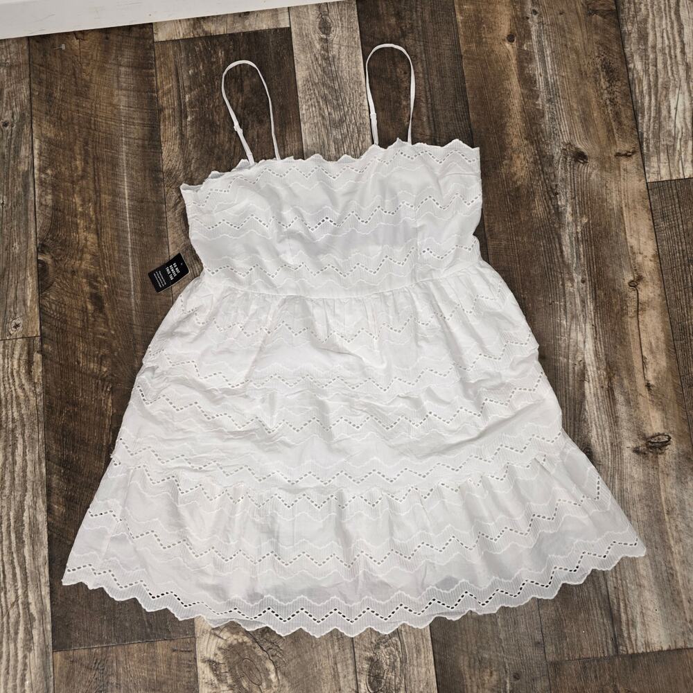 NWT Express White Eyelet Tiered Sundress Sleeveless Summer Dress Size XL